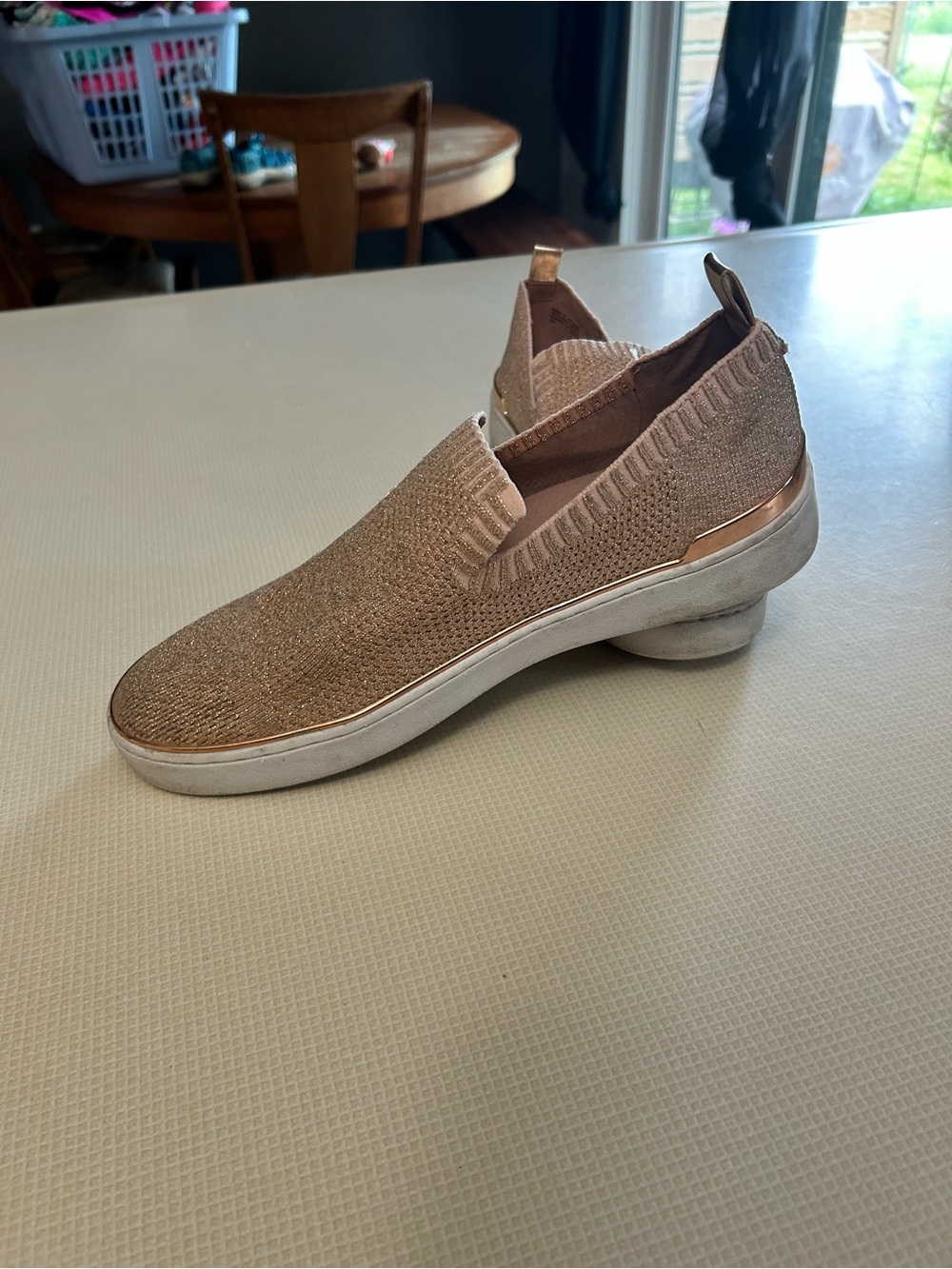Michael Kors Rose Gold Knit Slip-On Sneakers